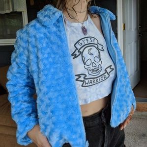 Vintage faux fur baby blue jacket